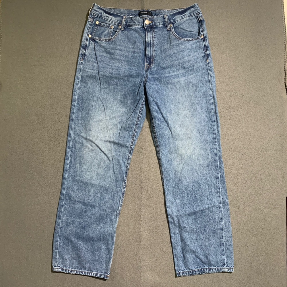 Aeropostale 90s Baggy High Rise Jeans Womens Size 14 Medium Wash‎ Blue Denim